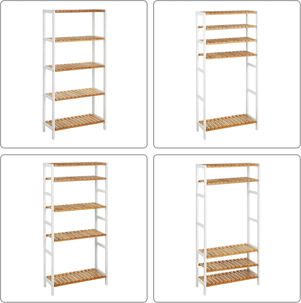 SONGMICS 5-Tier Bamboo Shelf, Freestanding Bathroom Storage Rack
