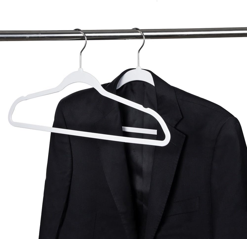 Quality Hangers 50 Pack Non-Velvet Plastic Hangers for Clothes - Heavy Duty C...