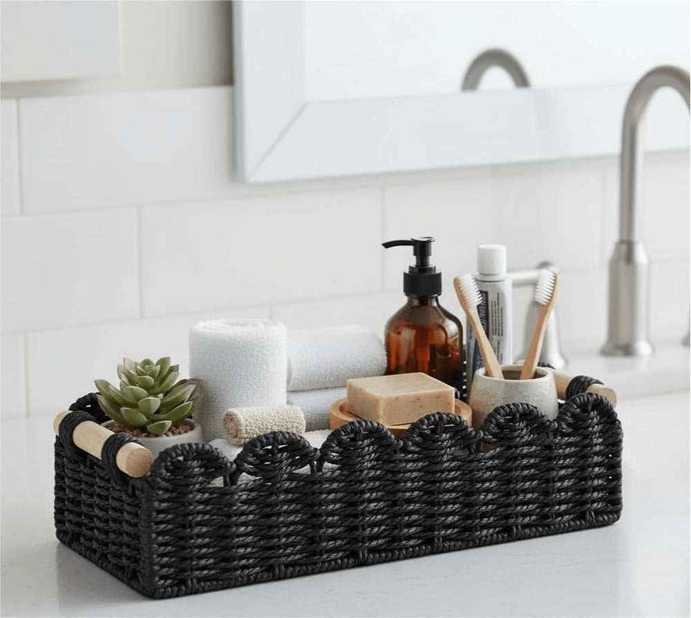 CubesLand Bathroom Basket Organizer, Toilet Tank Paper Storage Baskets 2PK