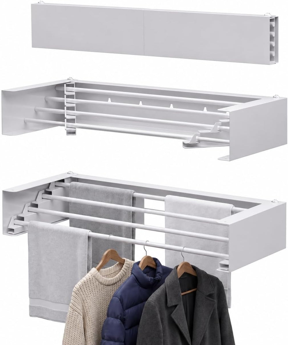 Wall Mounted Drying Rack, 23.6" Retractable Clothes Drying Rack, Heavy D...