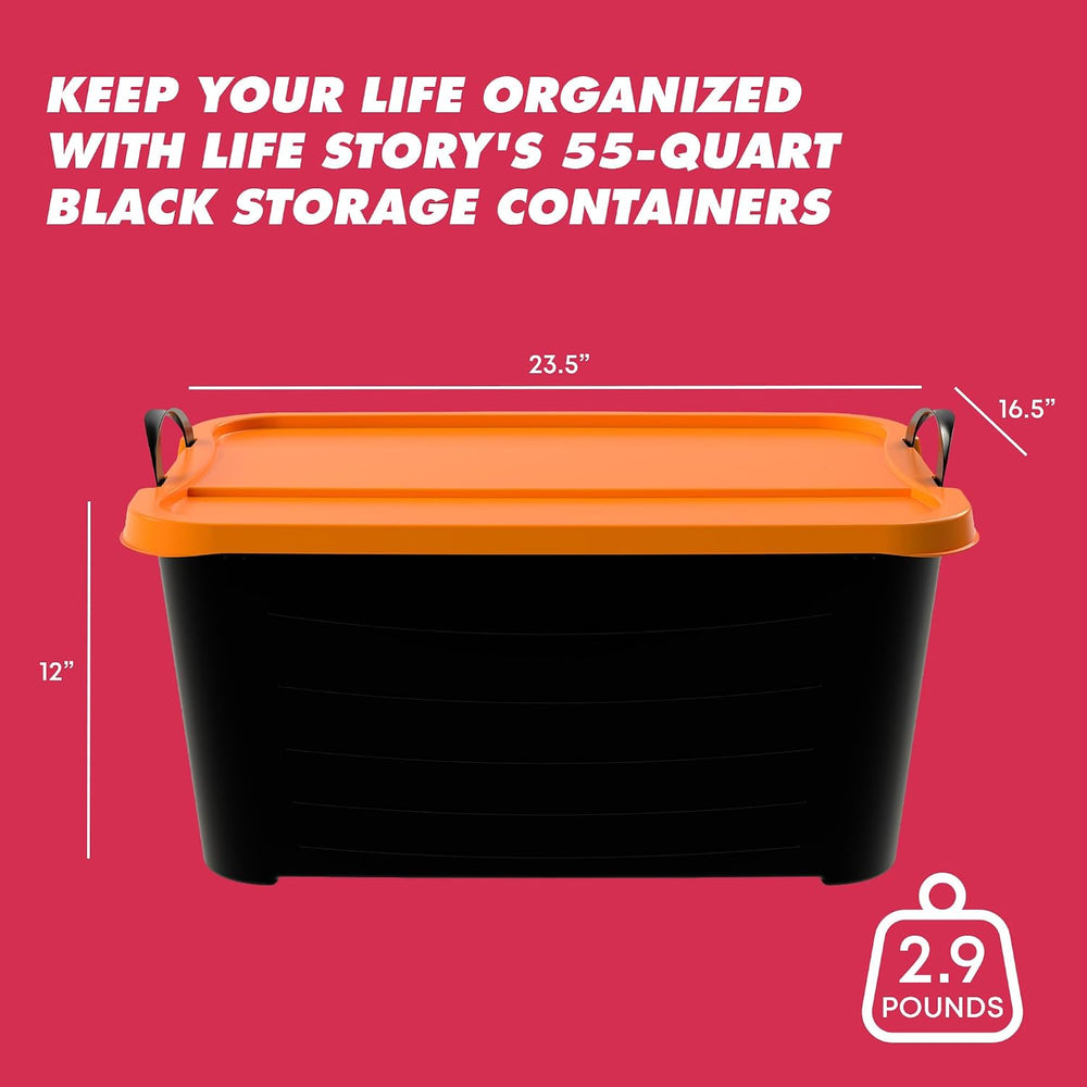 Life Story 6 Pack Heavy Duty Stackable Storage Bin, 55 Quart Home Organizer, ...