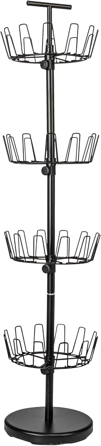 Household Essentials 4-Tier Shoe Storage Tree, Matte Black