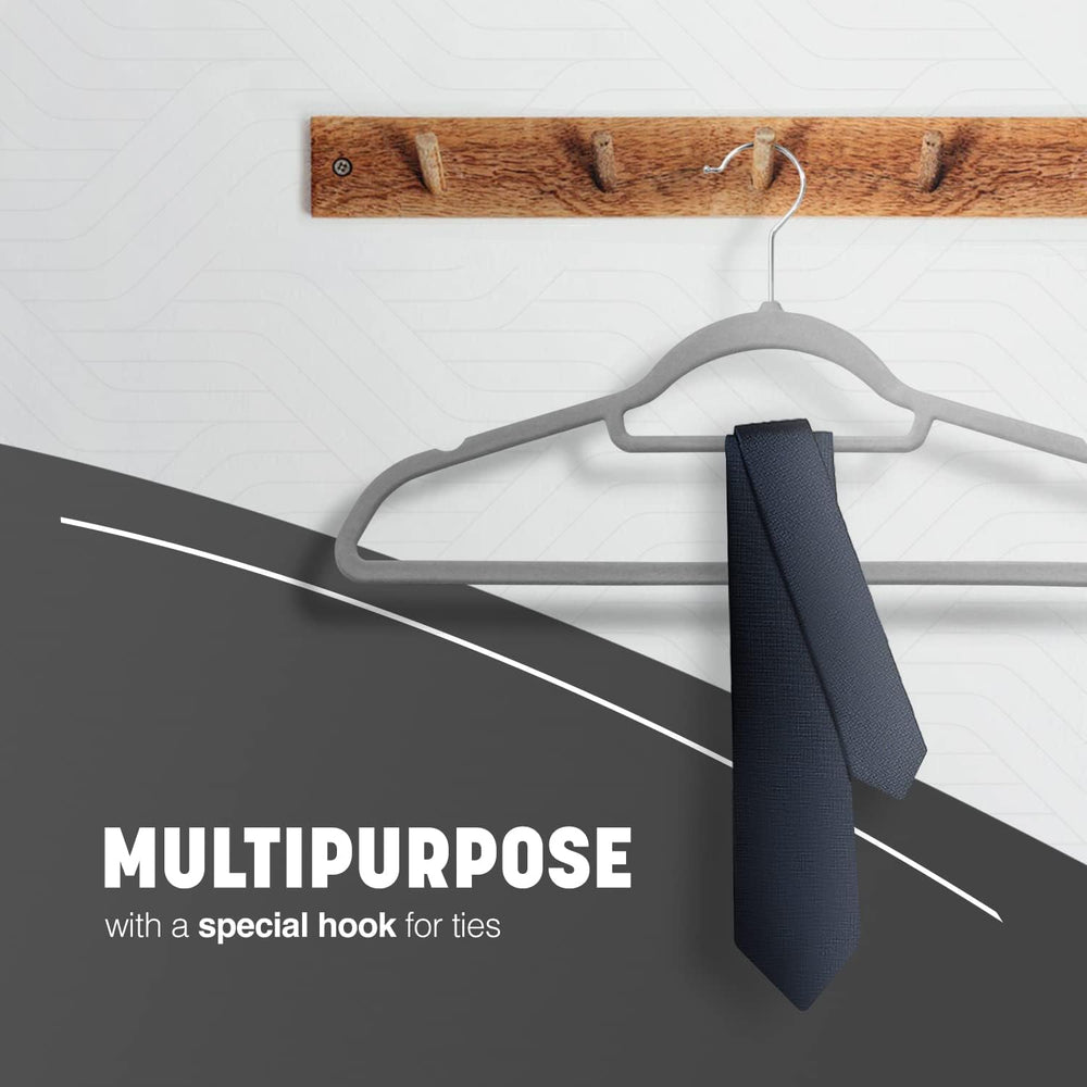 KEPLIN Grey Velvet Hangers 50 Pack - 18 inch, Thin Non Slip Hangers with Tie ...