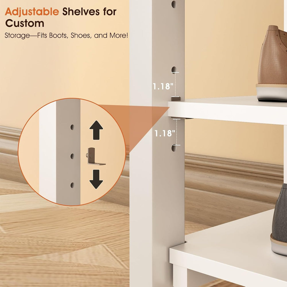 IUNVR Shoe Rack Bench Seat Rubberwood 3-Tier Wooden Storage Bench 550lbs Comp...