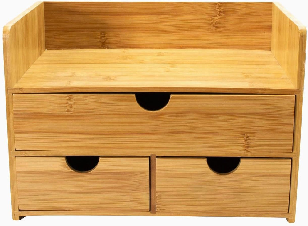 Sorbus Bamboo Desk Organizer - 3-Tier 100% Bamboo Desktop Organizers – Mini B...