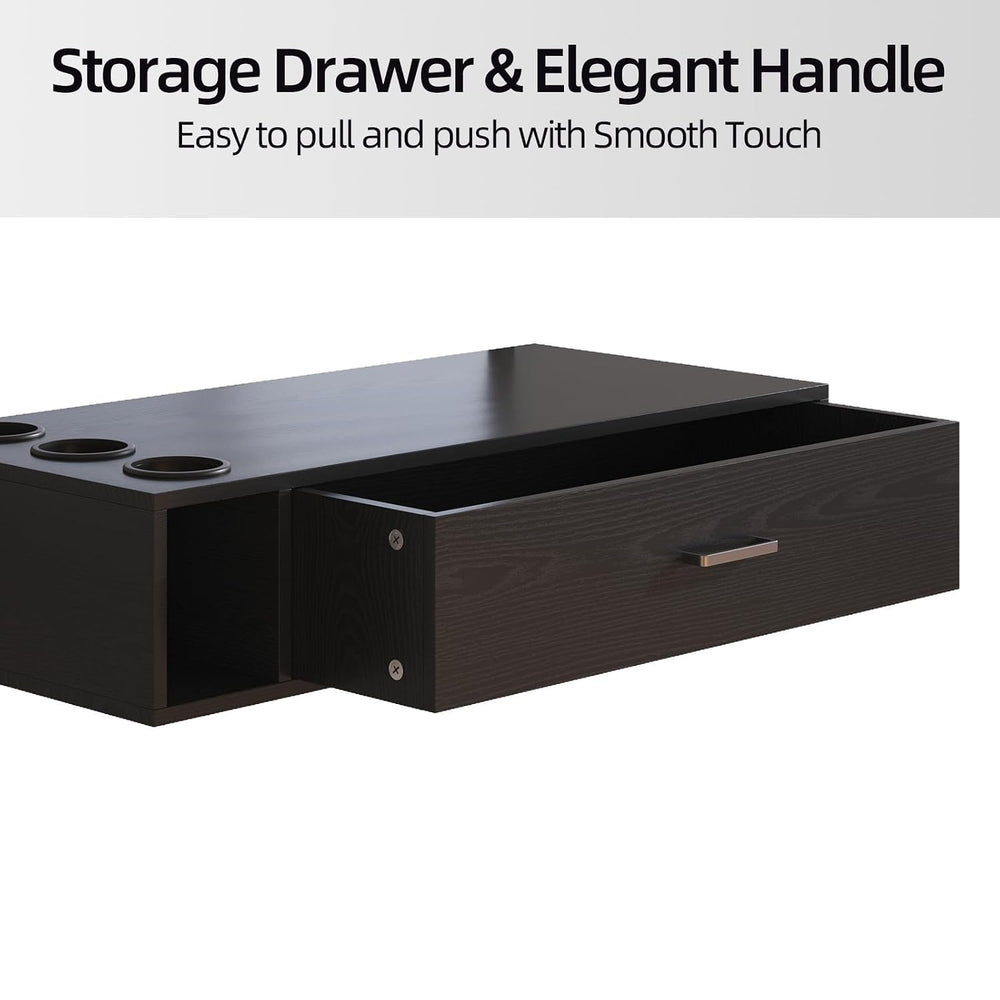 4ever2buy Wall Mount Salon Station, Black Barber Station Organizer with Drawe...