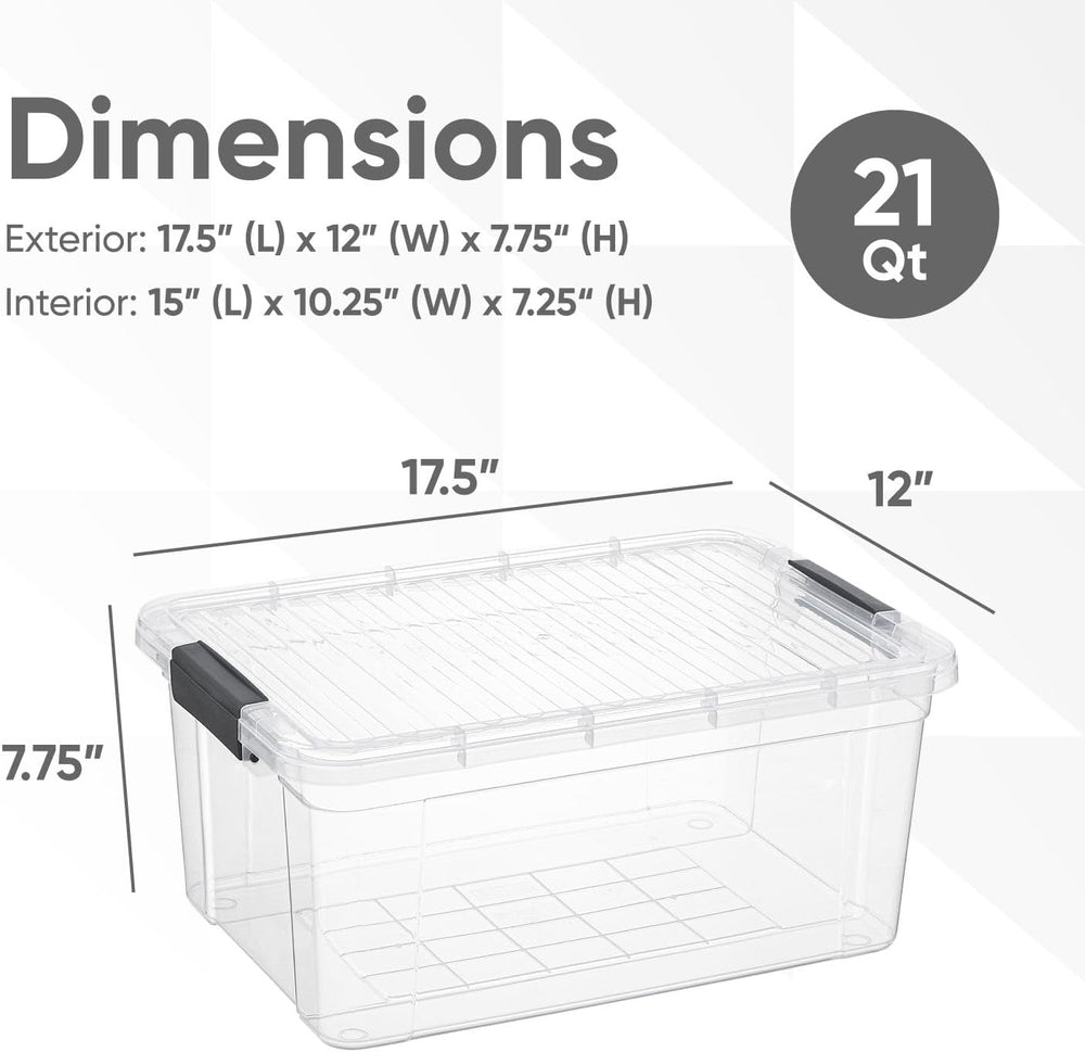 Superio Storage Bins with Lids- 2 Pack, 21 Qt Clear Boxes for Organizing, Sta...