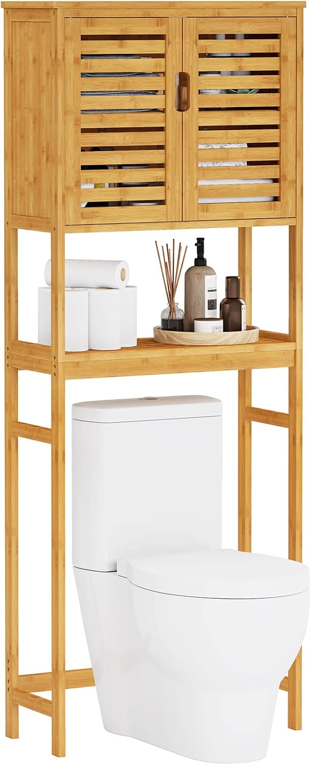 VIAGDO Over The Toilet Storage Cabinet, Tall Bathroom Cabinet Organizer with ...