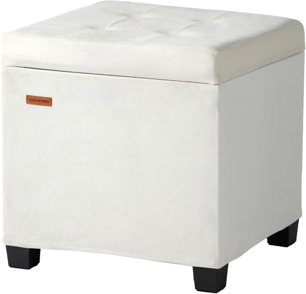 ABHENG Steel Frame Square Ottoman with Storage Off White UASND64W