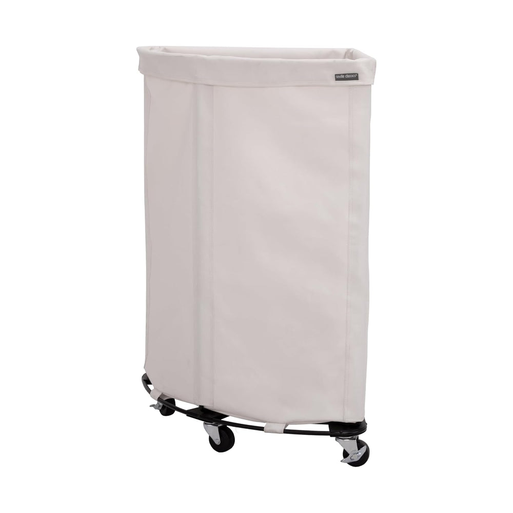 Corner Heavy-Duty Canvas Hamper w/Wheels, 24"W x 17.7"D, Natural White