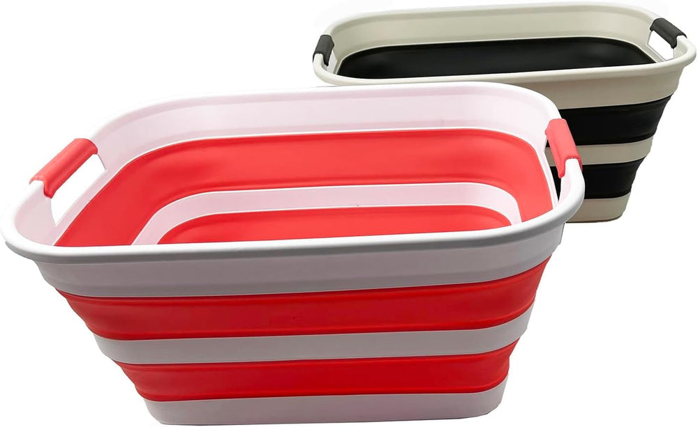 SAMMART 27L (7.1 Gallons) Collapsible Plastic Laundry Basket with Handle- Fol...
