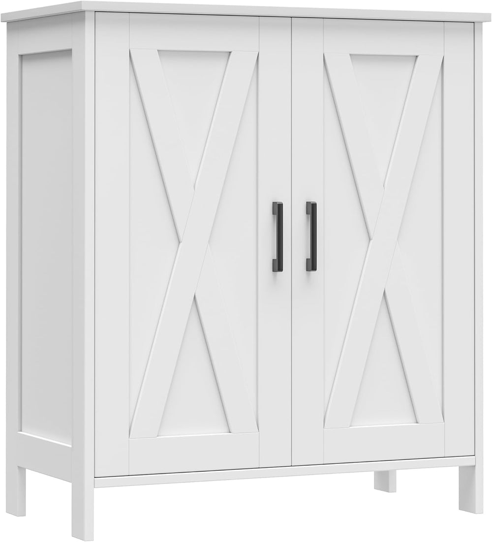 Homleke Farmhouse Shoe Cabinet with 2 Barn Doors & Wood Legs