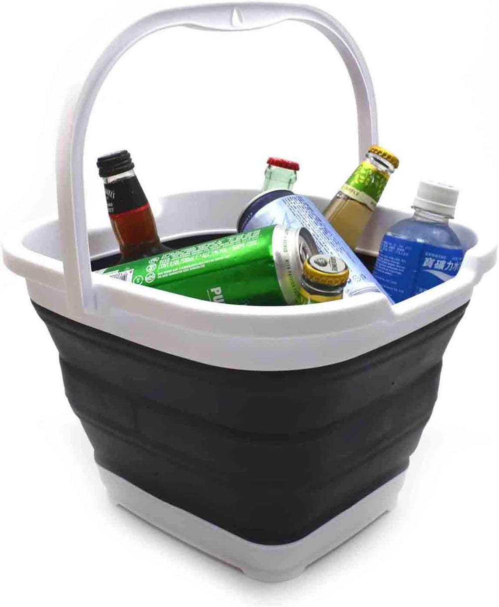 SAMMART 10L (2.64 Gallon) Collapsible Rectangular Handy Bucket (Black + Brigh...