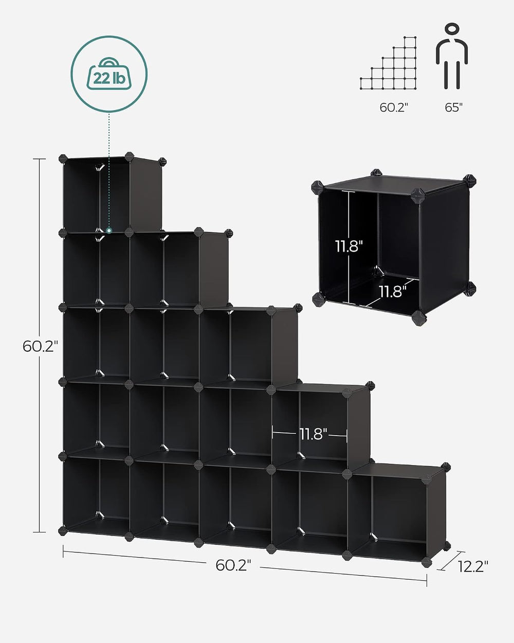 SONGMICS 16 Cube Storage Organizer,Plastic stackable cube shelf