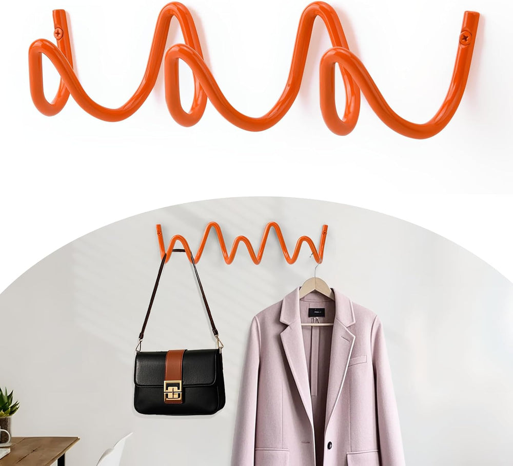 Coat Rack Wall Mount, Creative Wave Wall Hooks 20KG Capacity, Easy Installati...
