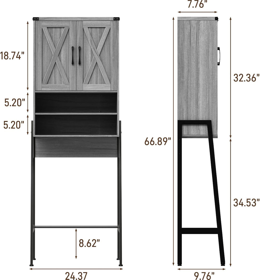 Vabches Metal Frame Over The Toilet Storage Cabinet, Wash Grey