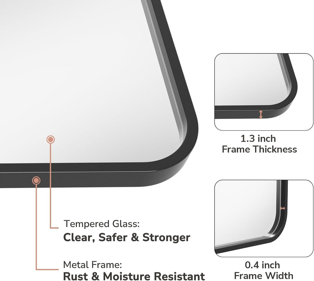 2-Pack Black Bathroom Mirrors for Over Sink 24 x 36 Inch