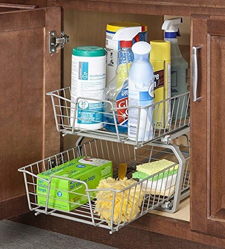 ClosetMaid 11 in. Pull Out Cabinet Organizer, 2 Tier, Heavy Duty, Slide Out P...