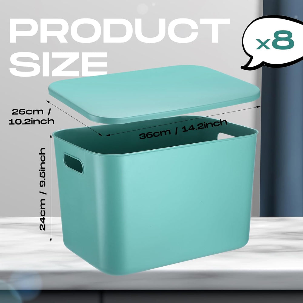 Hoolerry 8 Pieces Storage Bins, 14.2 x 10.2 x 9.5 Inch, Green