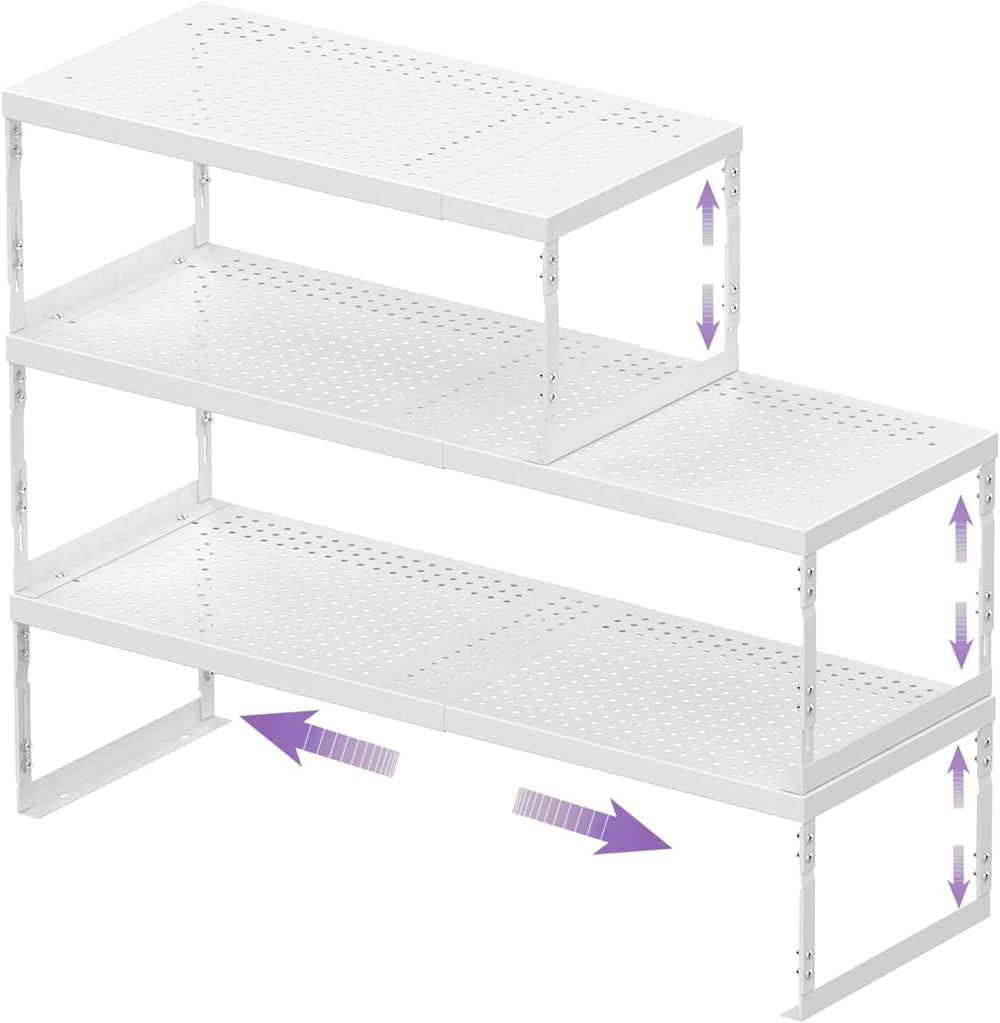 Stackable Expandable Metal Shelf Organizer, Thickened Steel Adjustable Storag...