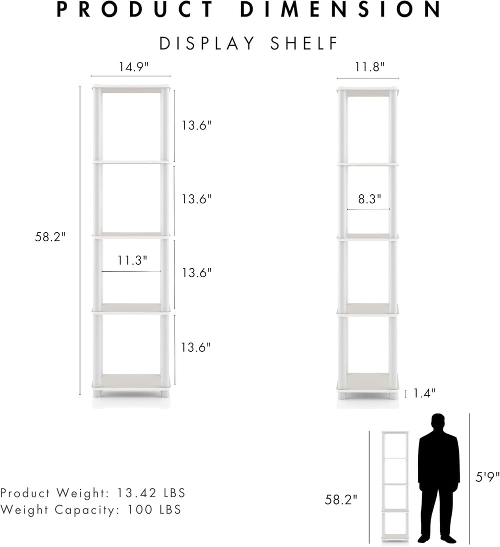 Homes: Inside + Out Apexa Modern 5-Tier Narrow Shelving Units, Collectibles D...
