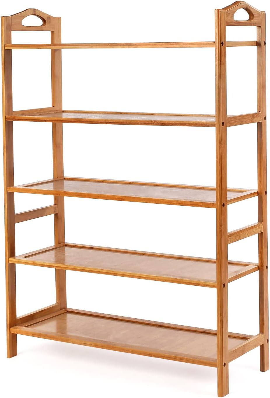 SOMY Bamboo Shoe Rack, 5-Tier Shoe Shelf with Two Handles, Entryway Shoe Rack...