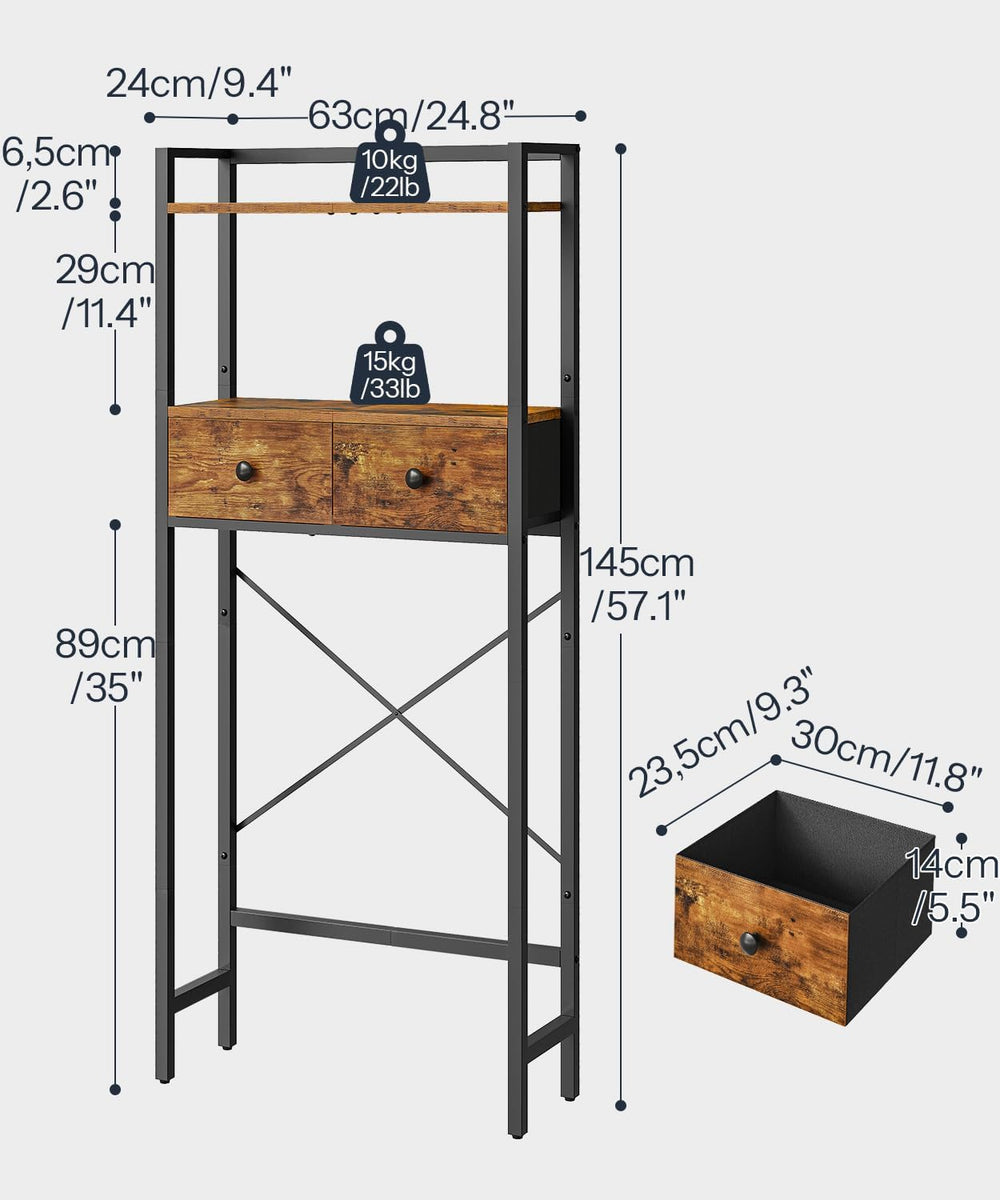 HOOBRO Over The Toilet Storage Rack with 2 Drawers, 3-Tier Bathroom Organizer...