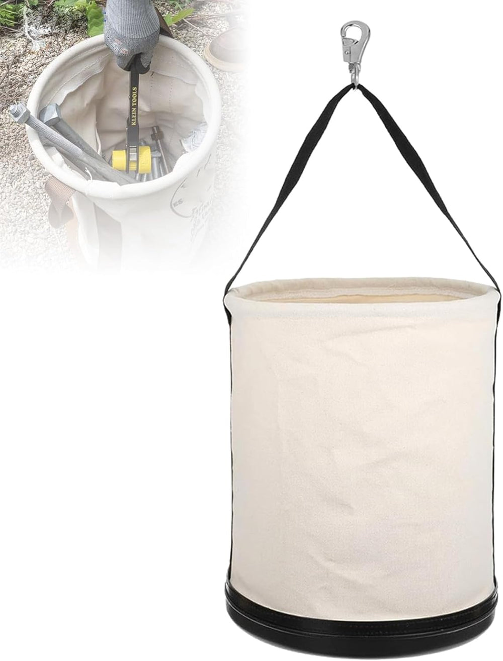 CNQLIS Canvas Tool Bucket – 11.6"x15", 150lb Capacity, w/Metal Hook