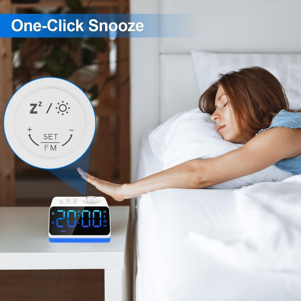 JALL Digital Alarm Clock with FM Radio for Bedroom, 8 Colors Night Light with...