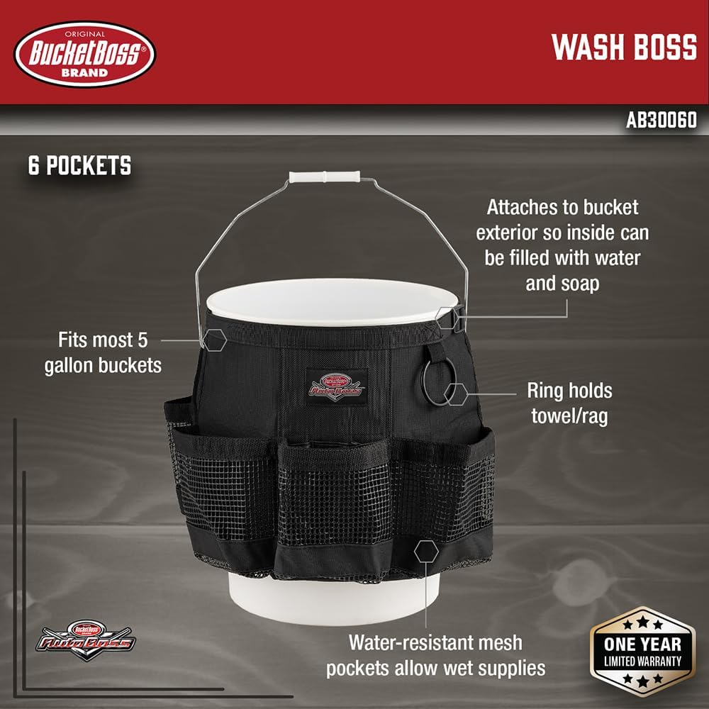 Bucket Boss 5 Gallon Bucket Car Wash Organizer with Seat Small Parts Storage ...