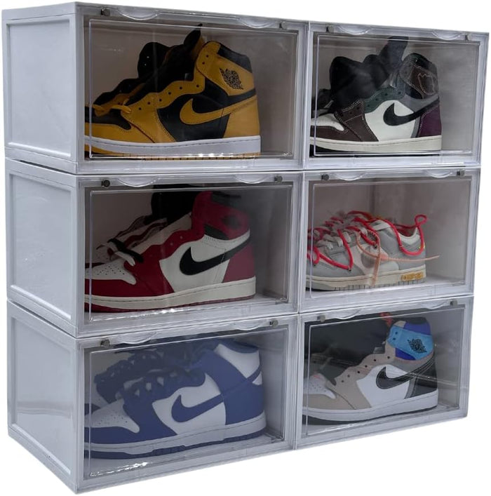 Sneaker Throne Drop Sides 6 Pack- Stackable Acrylic Drop Sides Boot and Shoe Box