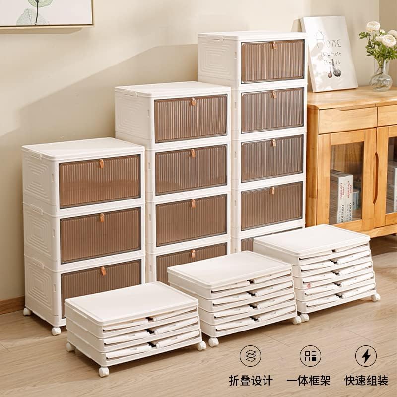 HYGRAD BUILT TO SURVIVE Foldable White Plastic Shoe Box Stackable Storage Cab...