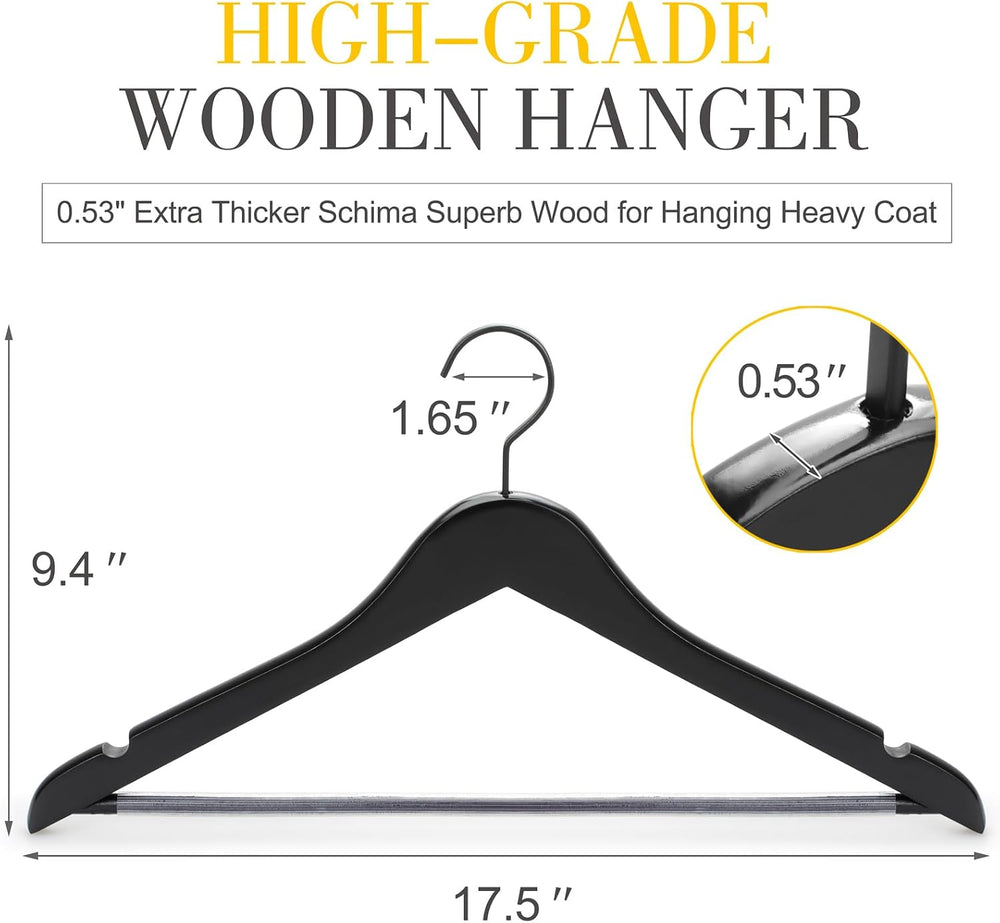 TOPIA HANGER Premium Wooden Hangers, Luxury Boutique Wood Hangers with Extra ...
