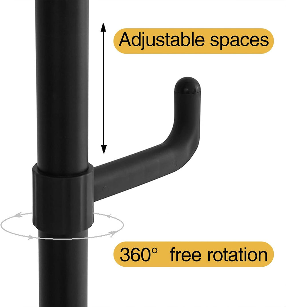 Adjustable Laundry Pole 6-Tier Standing Clothes Drying Rack Coat Hanger DIY F...