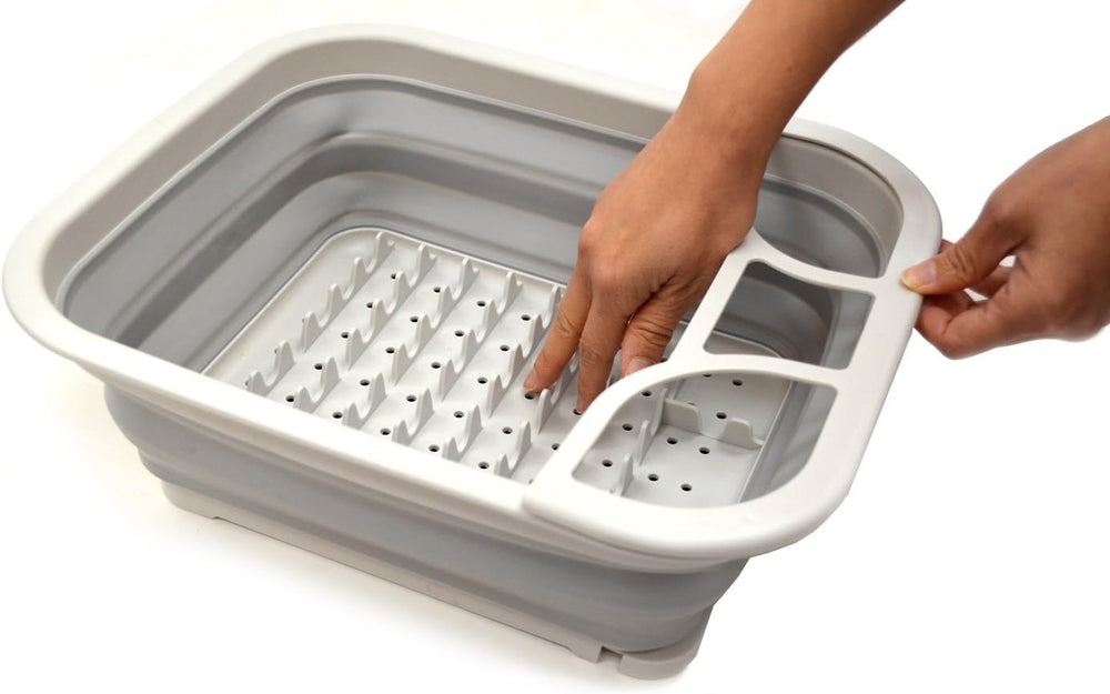 SAMMART Set of 2 Collapsible Dish Drainer with Drainer Board - Foldable Dryin...