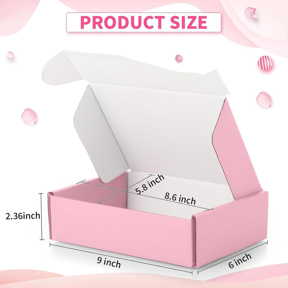 Spakon 50 Packs Shipping Boxes, Cardboard, Pink, 9 x 6 x 2.36 Inches