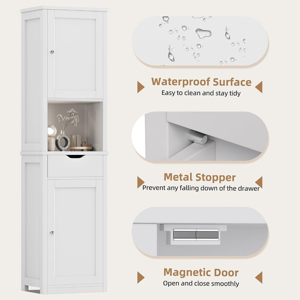Shintenchi Tall Bathroom Storage Cabinet, Slim Corner Floor Cabinet with Door...