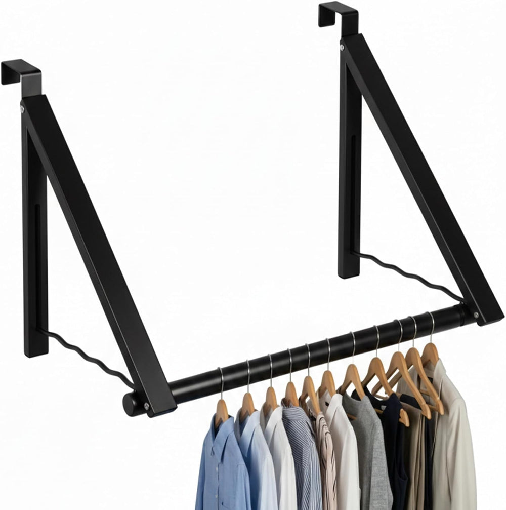 HOLDN’ STORAGE Over The Door Hanger Rack Foldable, Black