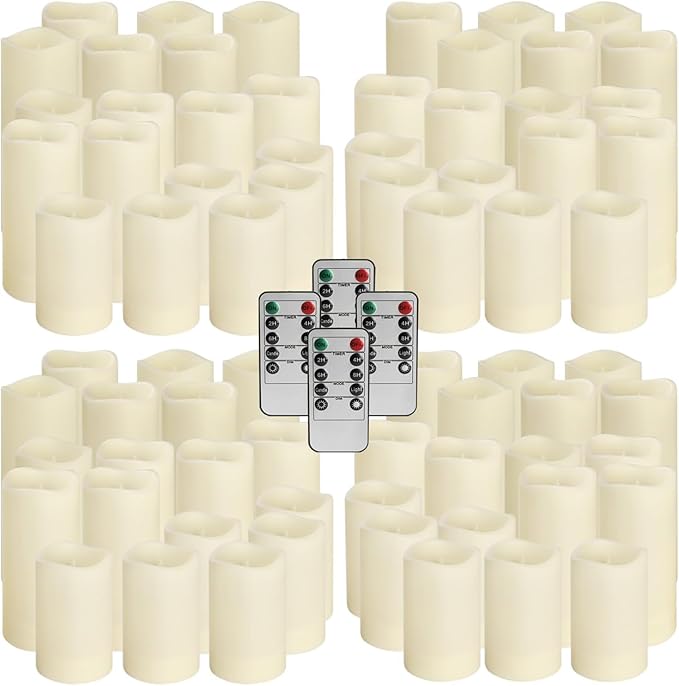 Set of 72 Waterproof Outdoor Flameless Candles, LED Candles with 4 Remote and...