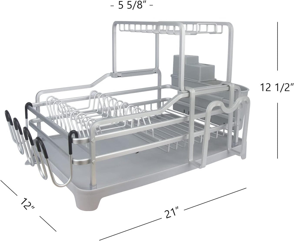 GMT-10353-B Aluminum Dish Drying Rack with Utensil Holder - 2 Tier Kitchen Co...