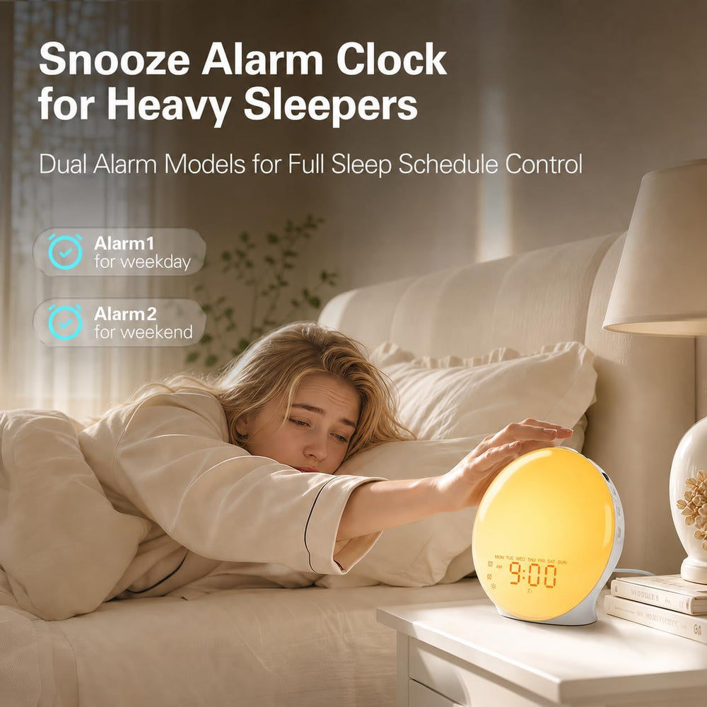 JALL Full Screen Dimmer Sunrise Alarm Clocks for Bedrooms, Wake Up Light with...