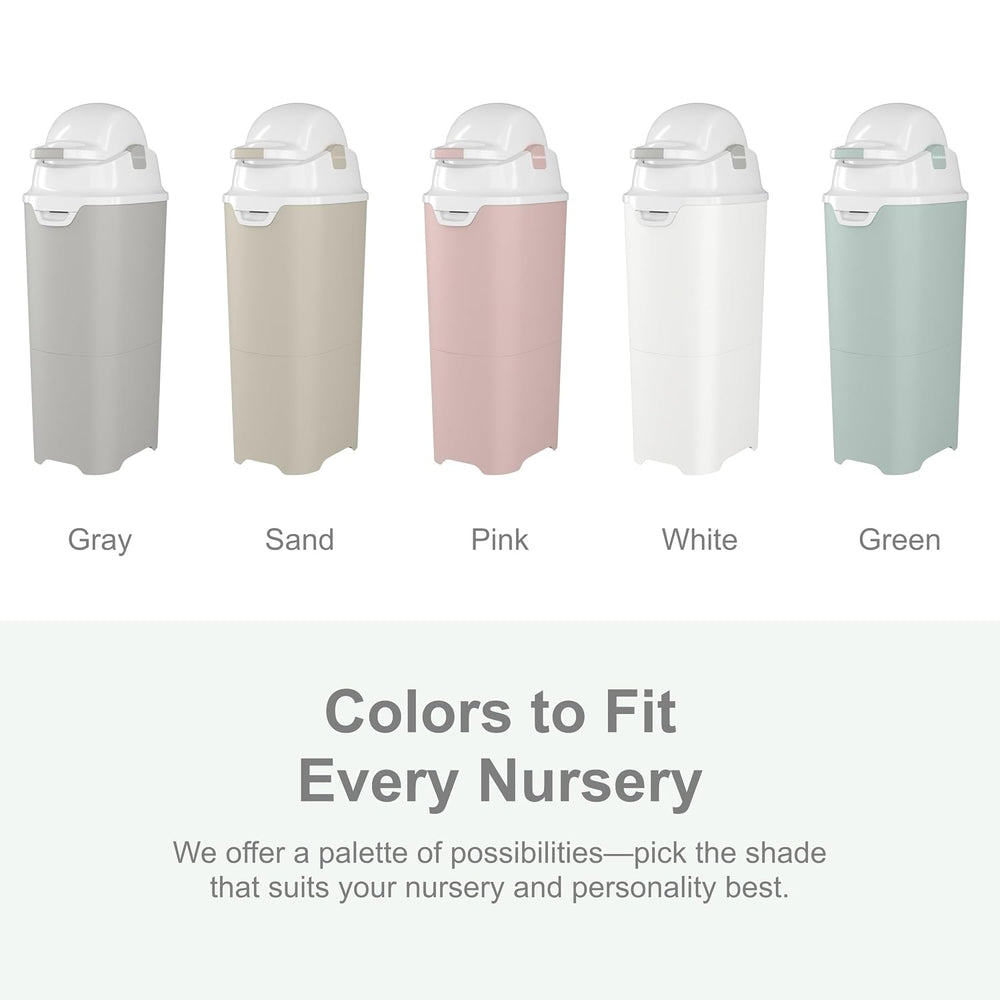 Foundations Tall Diaper Pail with Airtight Lid, Green