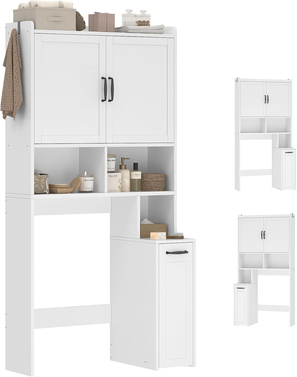 Over The Toilet Storage Cabinet with Pulley Small Bathroom Storage Cabinet, S...