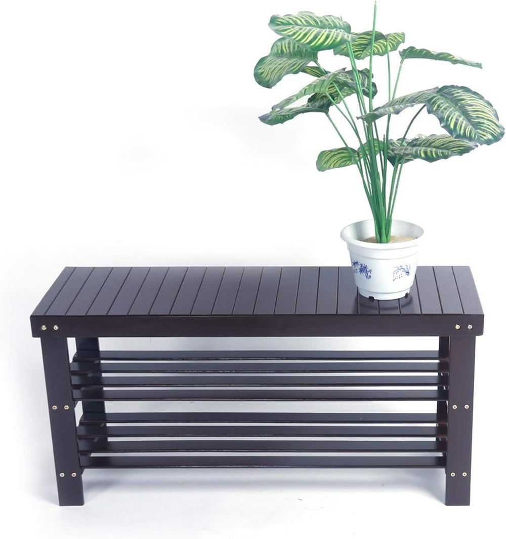 Sturdy Shoe Rack Bench, 3-Tier Bamboo Shoe Organizer Storage Shelf, Holds Up ...
