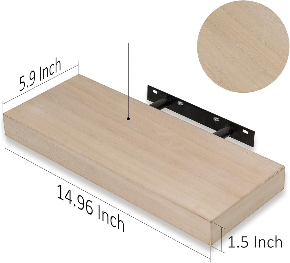 AHDECOR Floating Shelves, Wall Mounted Set of 3 Rustic Wooden Ledge Shelves D...