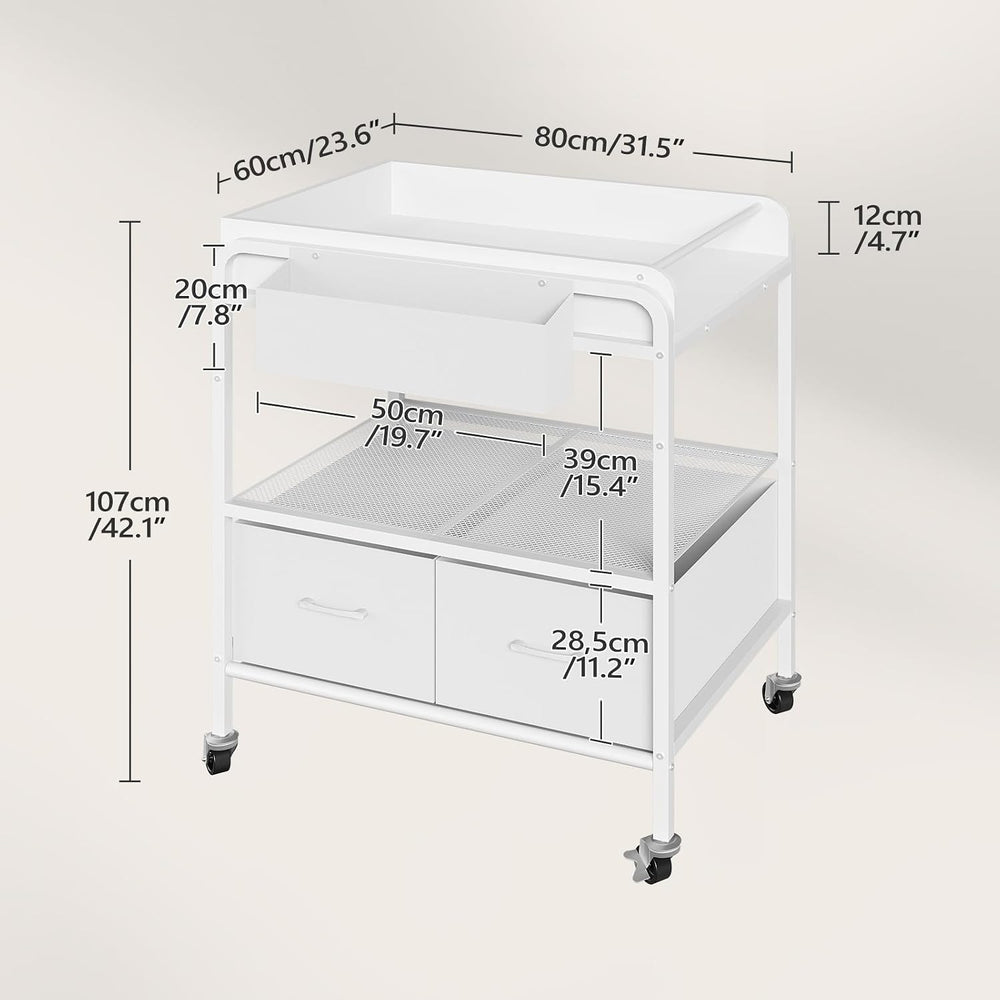MAHANCRIS Rolling Kitchen Cart, 3 Tier Microwave Table Stand with Storage