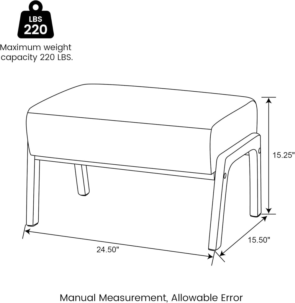 Glitzhome 15.5"(H) Footrest Stool Set of 2, Leatherette Ottoman, Accent ...