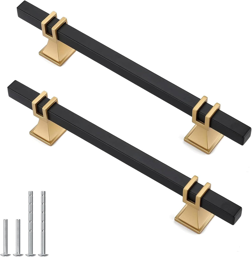 10 Pack 5 Inch Black and Gold Cabinet Pulls Kitchen Cabinet Handle