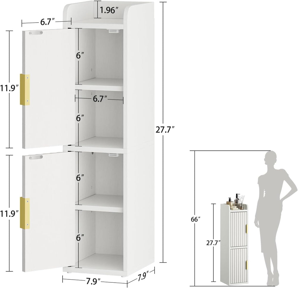 Yoobure Fluted Small Bathroom Storage Cabinet, Narrow Toilet Paper Cabinets
