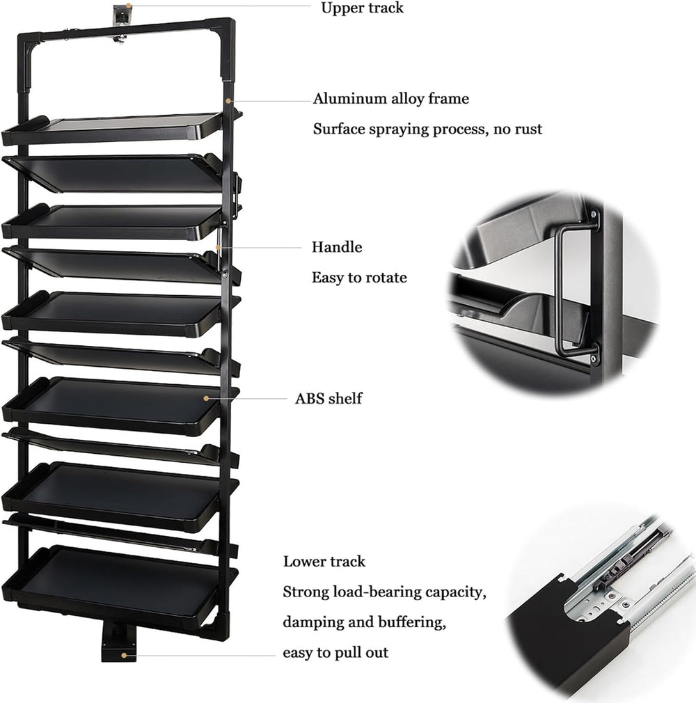 Shoe Rack 360ยฐRotating Pull-Out Organizer for Closet Shoe Cabinet,Adjustable ...